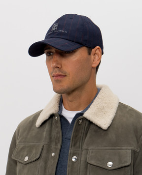 Brunello Cucinelli Blue striped wool cap MV4419850