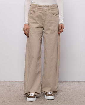 Brunello Cucinelli Beige corduroy pants with linen MP185P4021