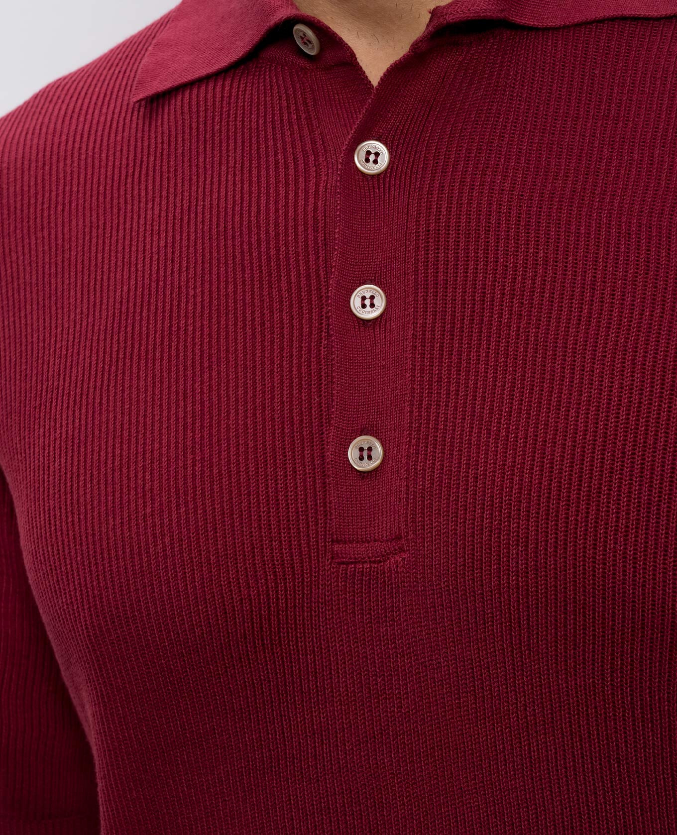 Burgundy cotton polo shirt Brunello Cucinelli 5