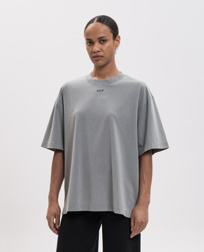 Off-White Gray T-shirt with Flower print 2FA00646T