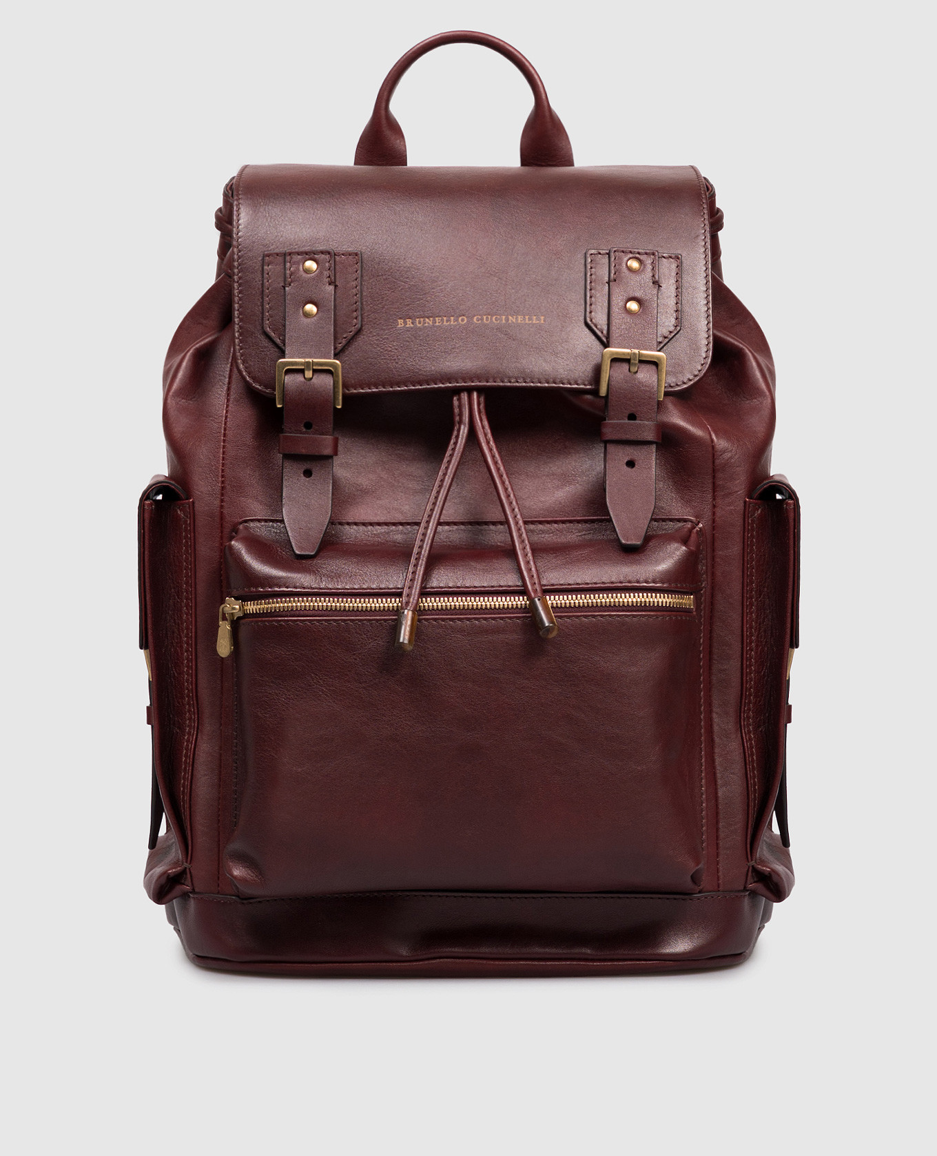 

Burgundy leather backpack with logo Brunello Cucinelli