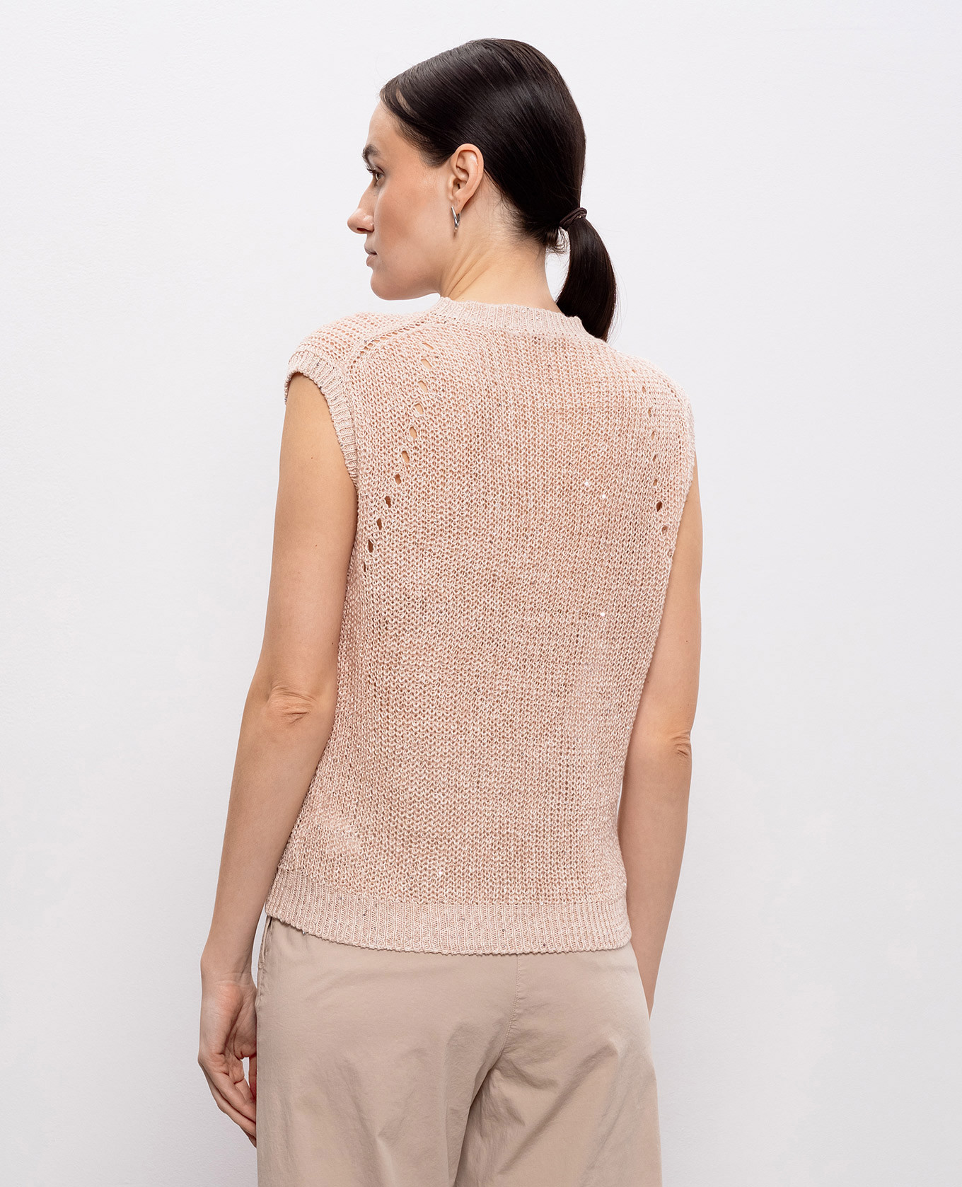 Pink linen vest with sequins Peserico 4
