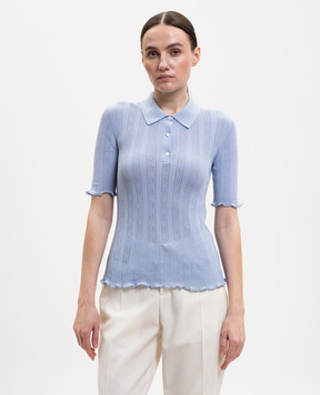 Victoria Beckham Blue polo shirt with pattern 1226KTP007273A