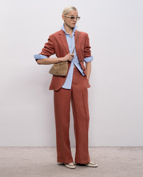 Brunello Cucinelli Orange linen jacket with chain MH5277519