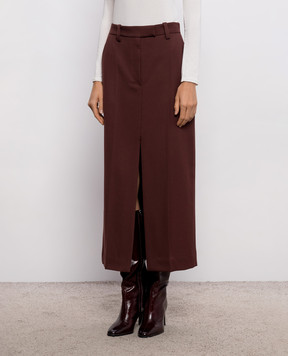 Brunello Cucinelli Burgundy wool midi skirt MG553G4074