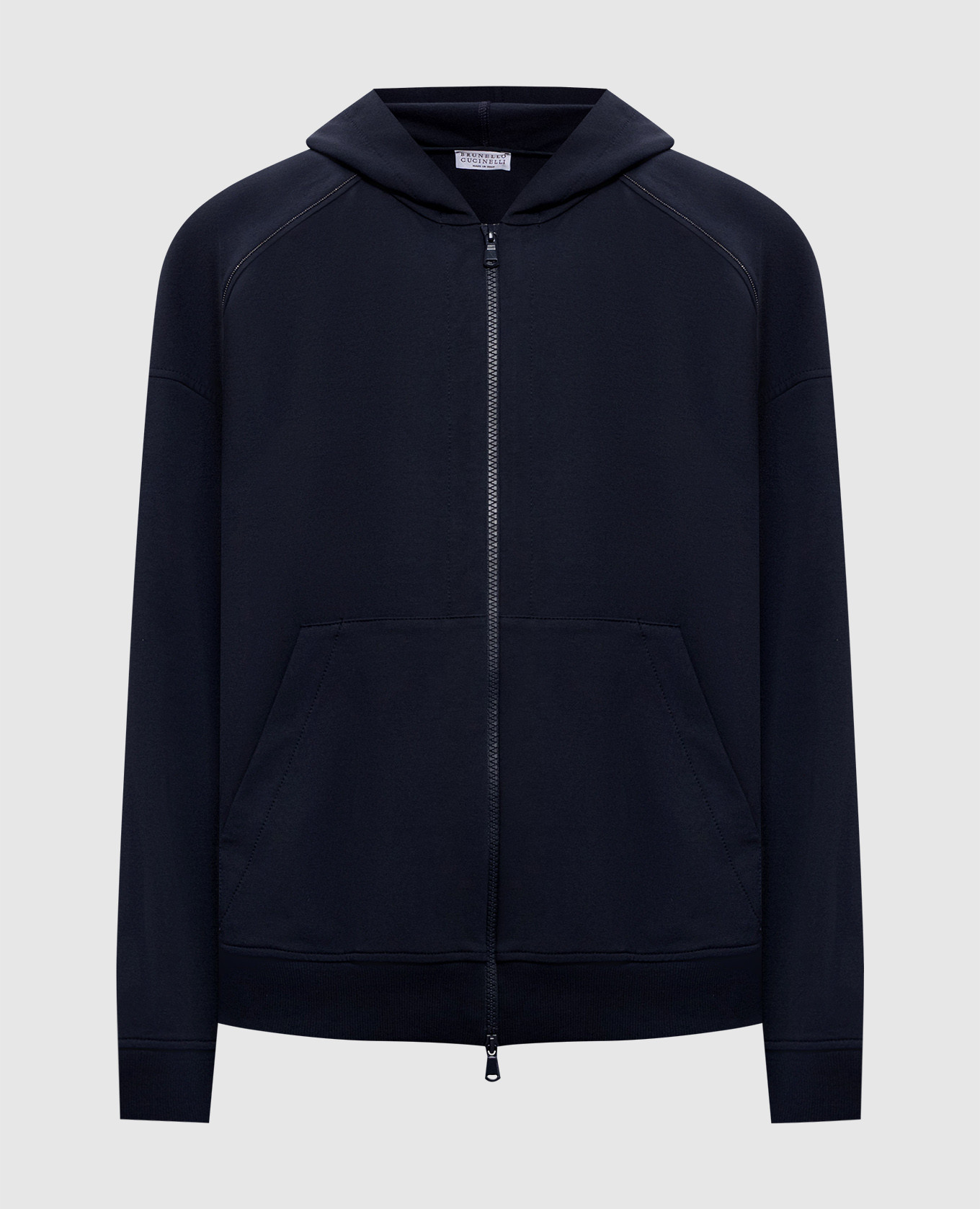 Blue sports jacket with monil chain
