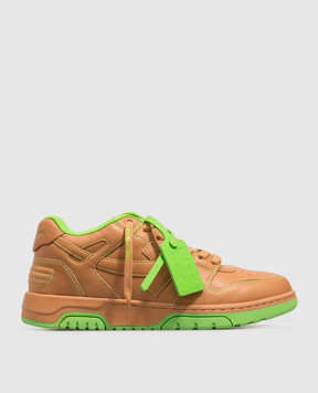 Off-White Out Of Office brown leather sneakers OF05734210
