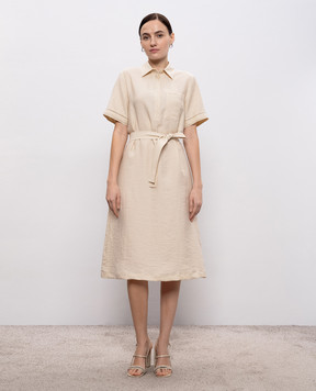 Peserico Beige dress with linen A0203905435