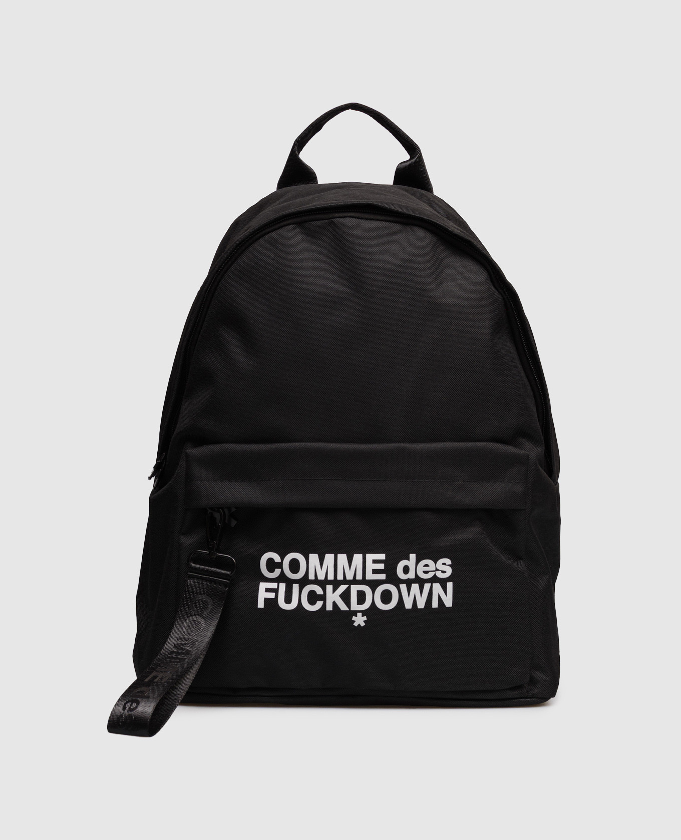 

Black backpack with contrast logo print Comme des Fuckdown