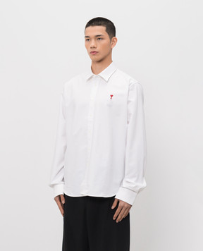 Ami Paris White shirt with embroidered emblem BFUSH063CO0031