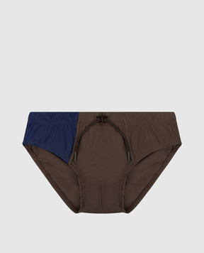 CDLP Brown swimming trunks with color block effect MSW054029401