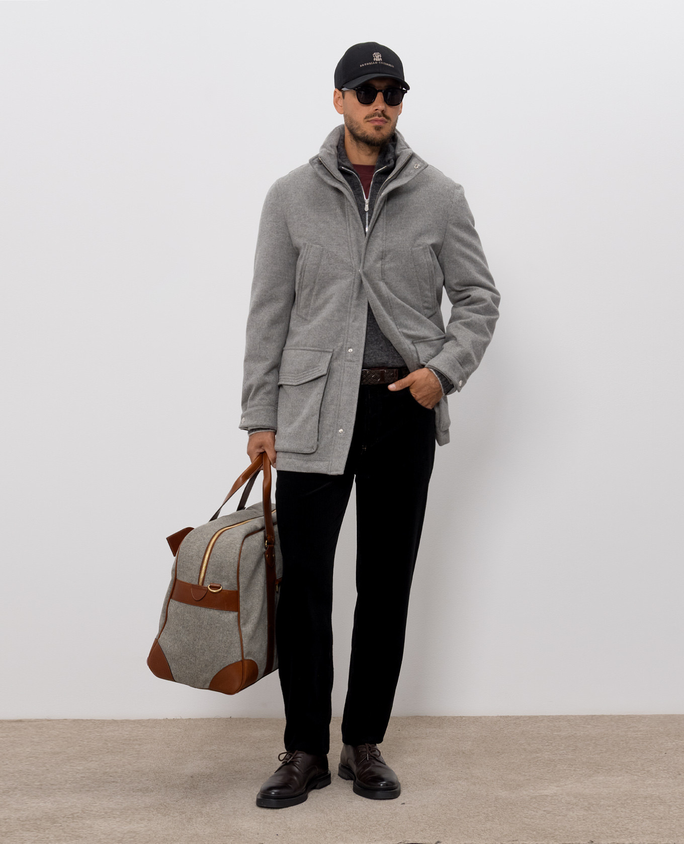 Grey alpaca and cashmere hooded sweater Brunello Cucinelli 2