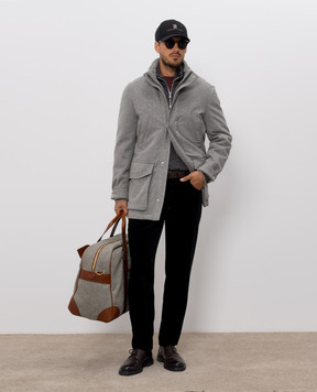 Brunello Cucinelli Grey alpaca and cashmere hooded sweater MTF709909