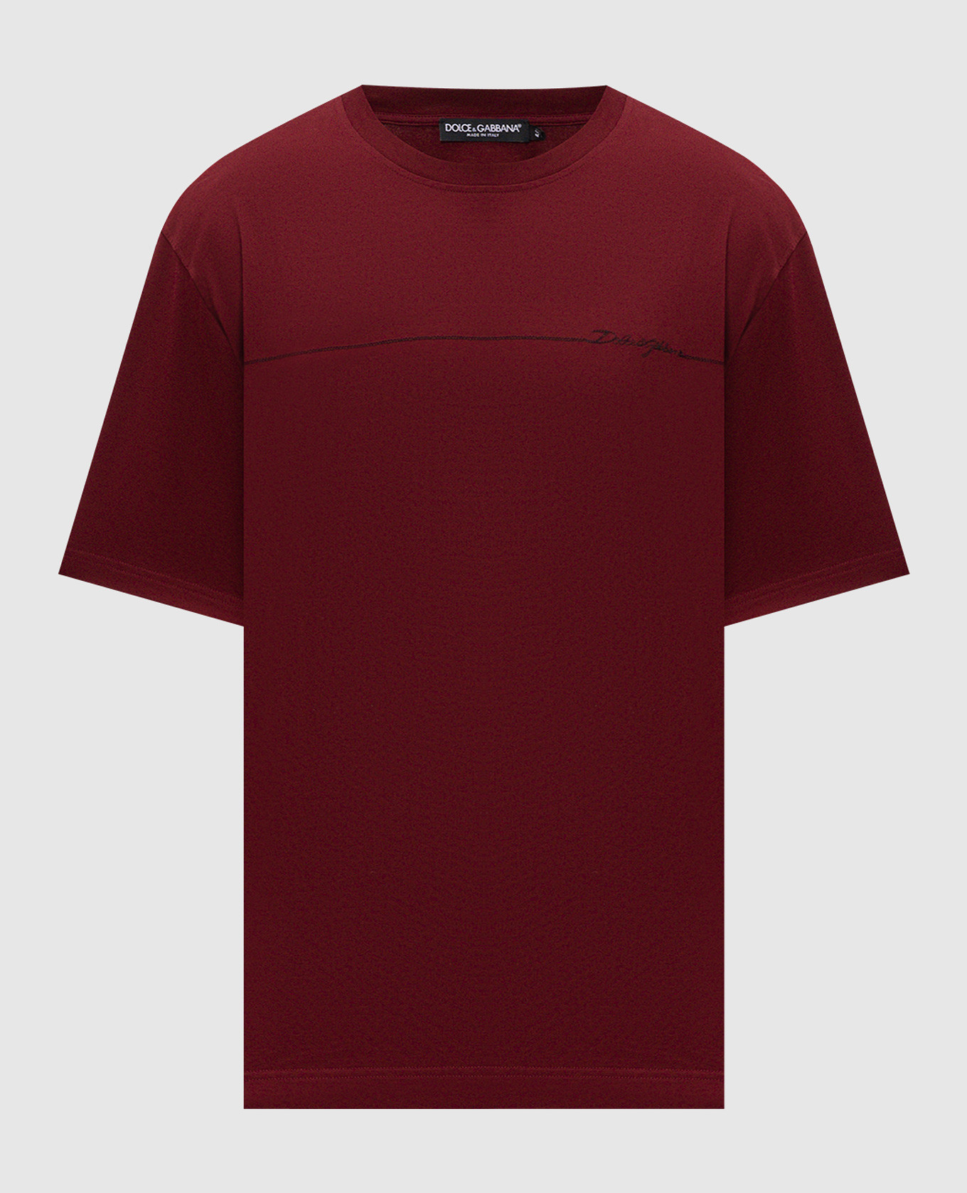 Burgundy T-shirt with logo embroidery