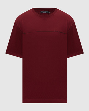 Dolce&Gabbana Burgundy T-shirt with logo embroidery G8PN9ZG7P9N