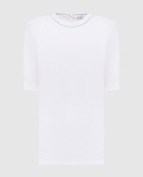 Brunello Cucinelli White top with monil chain MPTC8BJ310