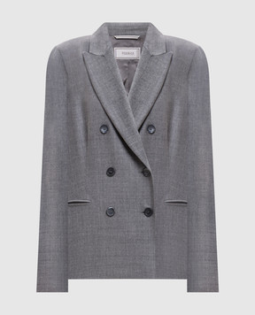 Peserico Gray double-breasted wool jacket with lurex A0140103359