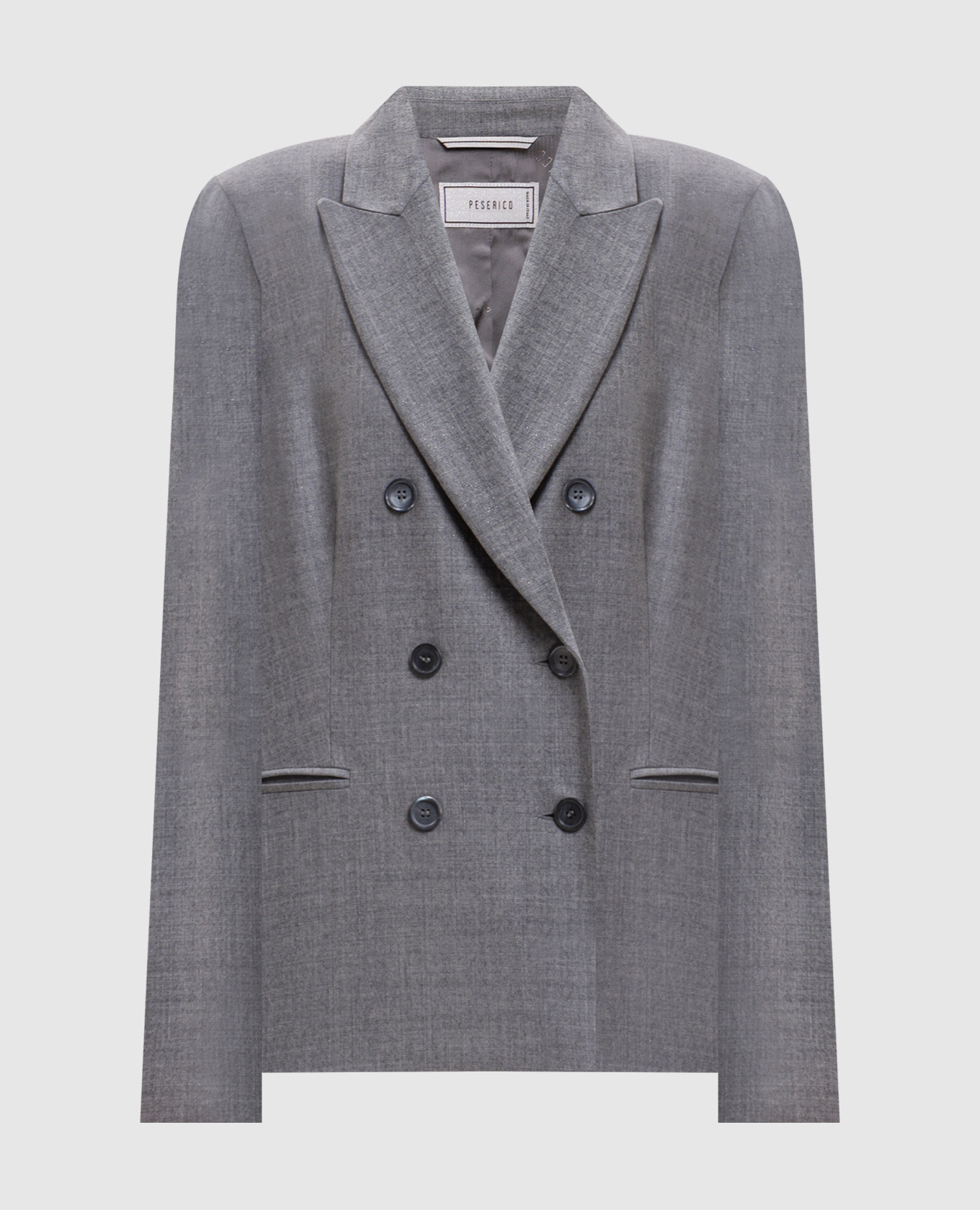 Gray double-breasted wool jacket with lurex