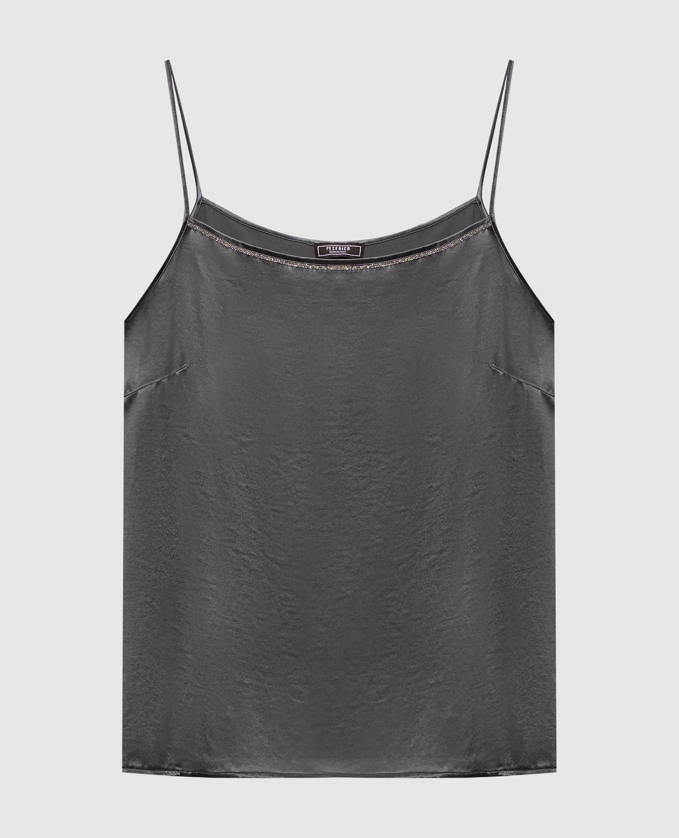 Khaki top met monil ketting