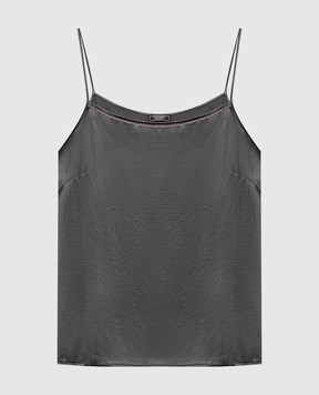 Peserico Khaki top with monil chain E08421D01514