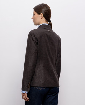 Peserico Brown double-breasted wool jacket with lurex A0121203359