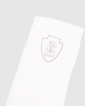 Brunello Cucinelli White socks with emblem MCS95585T