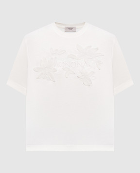 Agnona Ivory T-shirt with embroidered logo TT1109LY2050