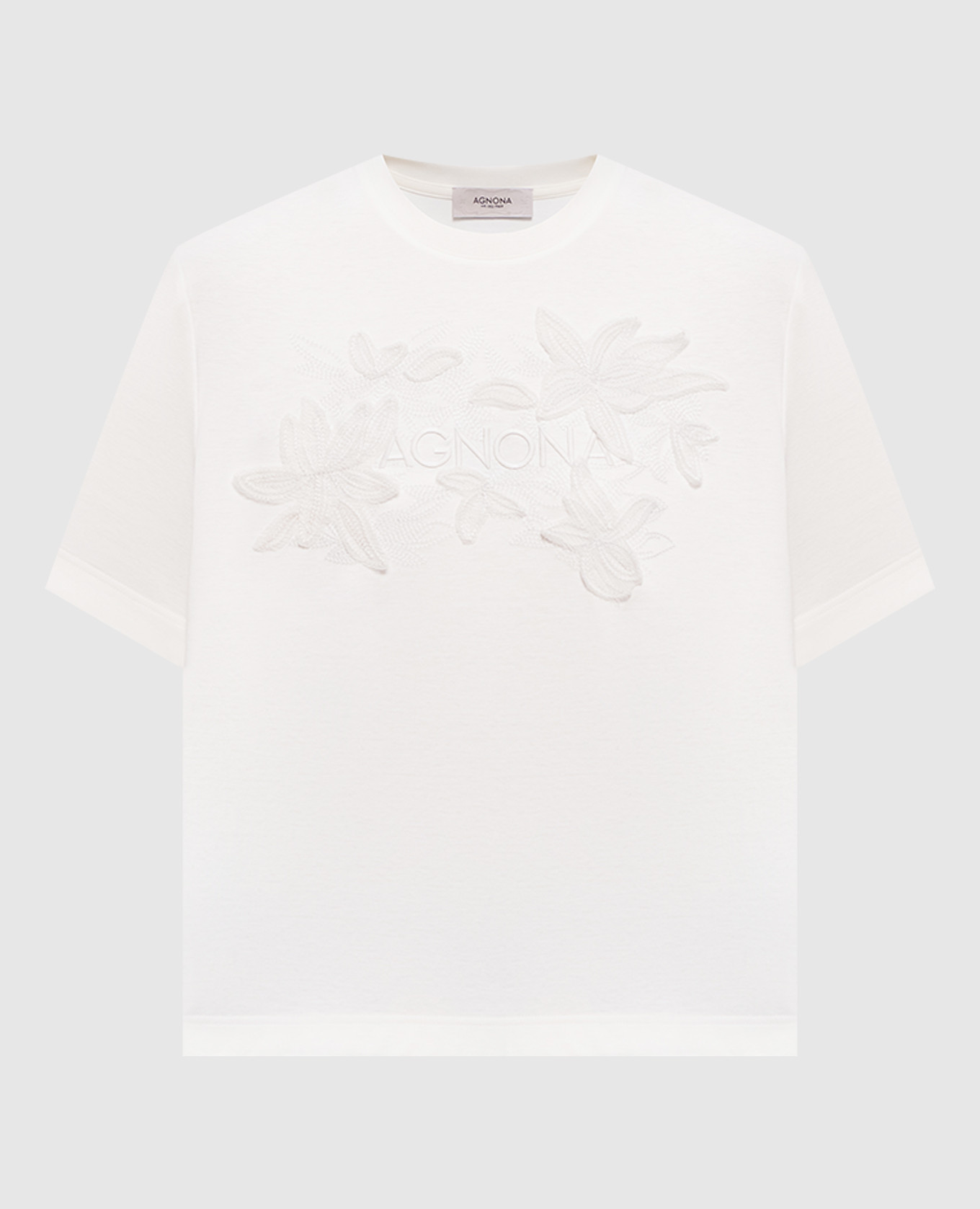 

Ivory T-shirt with embroidered logo Agnona, Beige