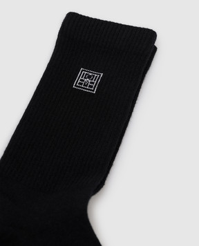 Toteme Set of black socks with monogram 241WSG1579YA0049