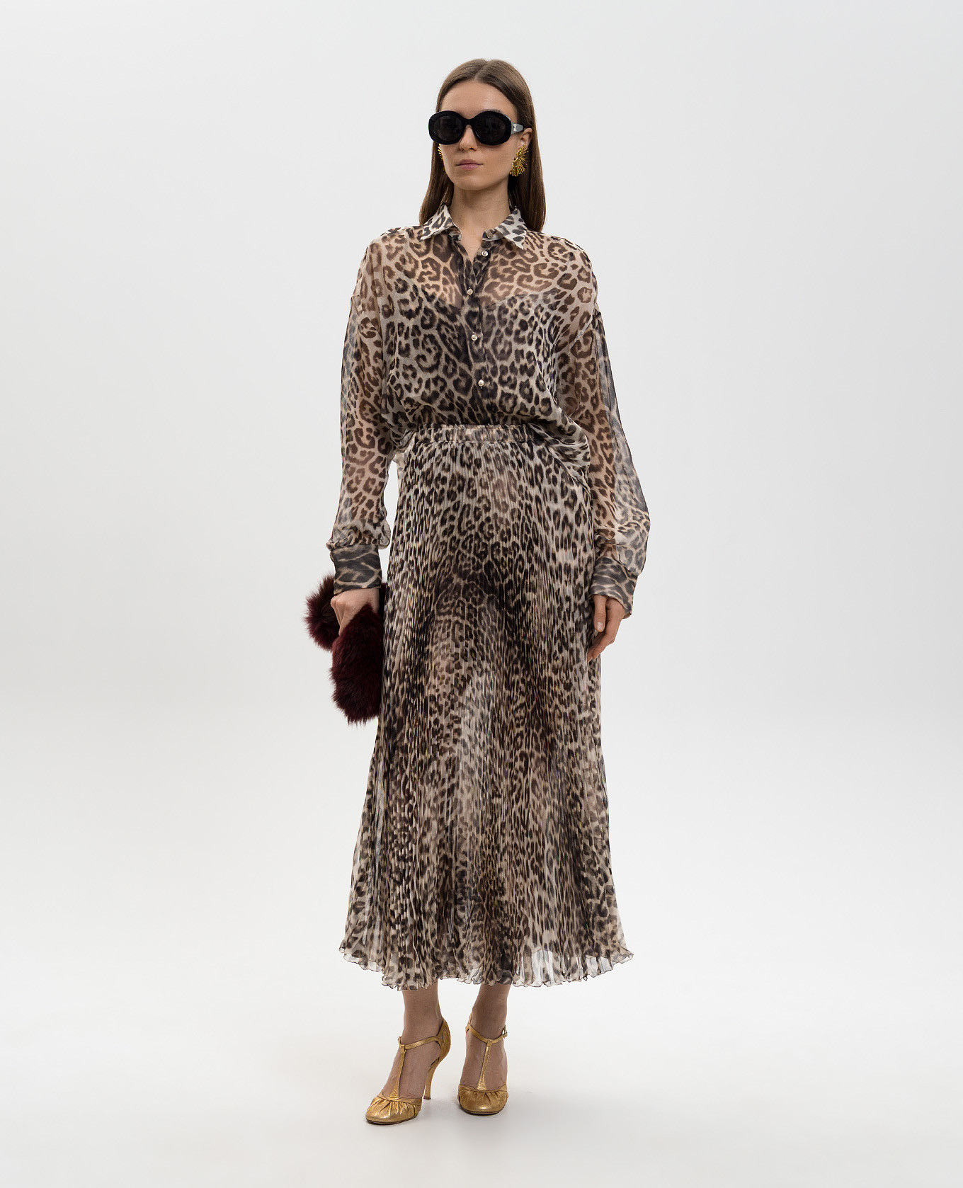 Beige silk midi skirt with animal print Ermanno Scervino 2