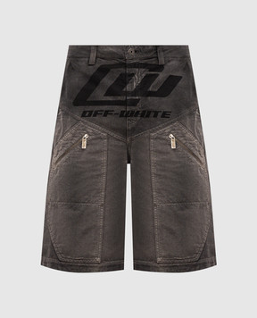 Off-White Grey denim shorts with logo print 44XCS005S26F001