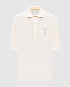 Ami Paris Ivory polo with logo patch UPL428JE0221w