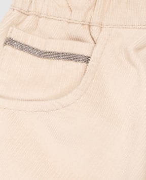 Brunello Cucinelli Children's beige corduroy skirt with monil chain BB187G115C