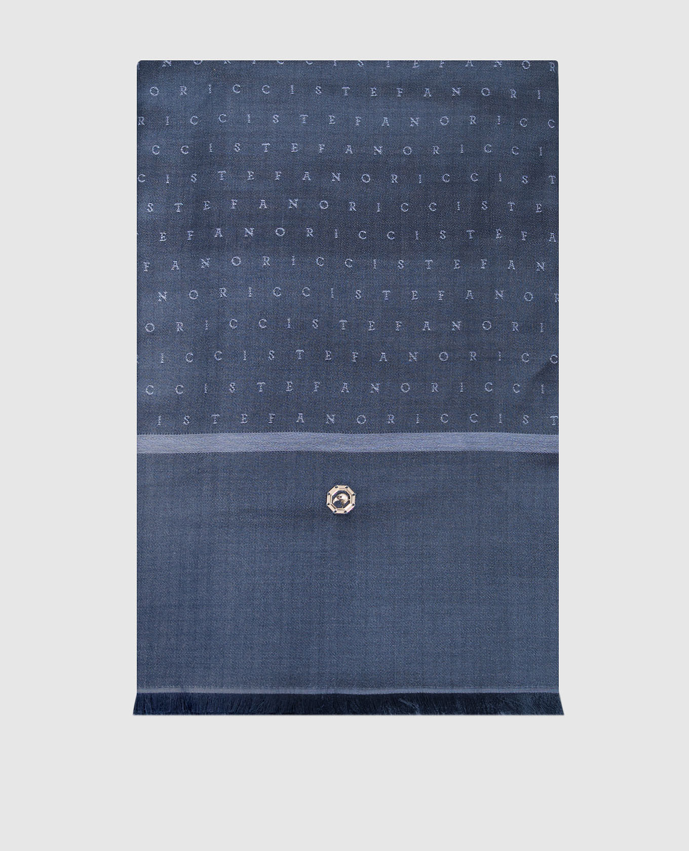 Blue silk and cashmere scarf with emblem
