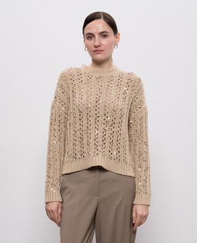 Peserico Beige sweater with sequins A99071F039117B
