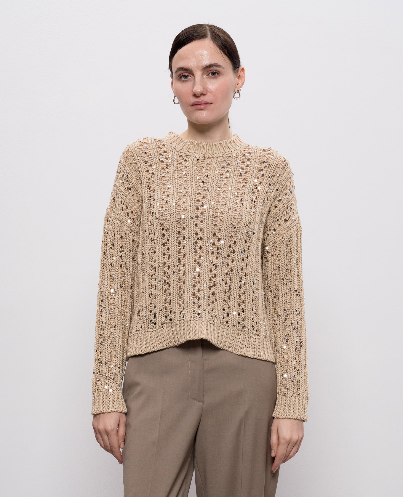 Beige sweater with sequins Peserico 3