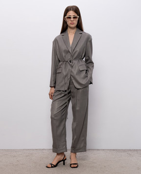 Brunello Cucinelli Gray wool jacket with lurex stripes MB1897405P