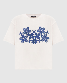 Max Mara Weekend Beige T-shirt WKDSABATO with floral embroidery WKDSABATO