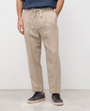 Brunello Cucinelli Beige linen pants MH255E1710