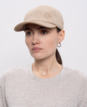 Peserico Beige combination cap with monogram A36218C0RCC778