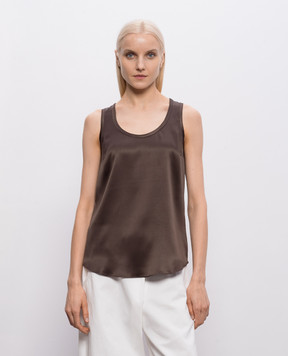Brunello Cucinelli Brown silk top MPC59E0600