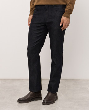 Castangia dal 1850 Dark blue jeans with logo patch GDPCB161