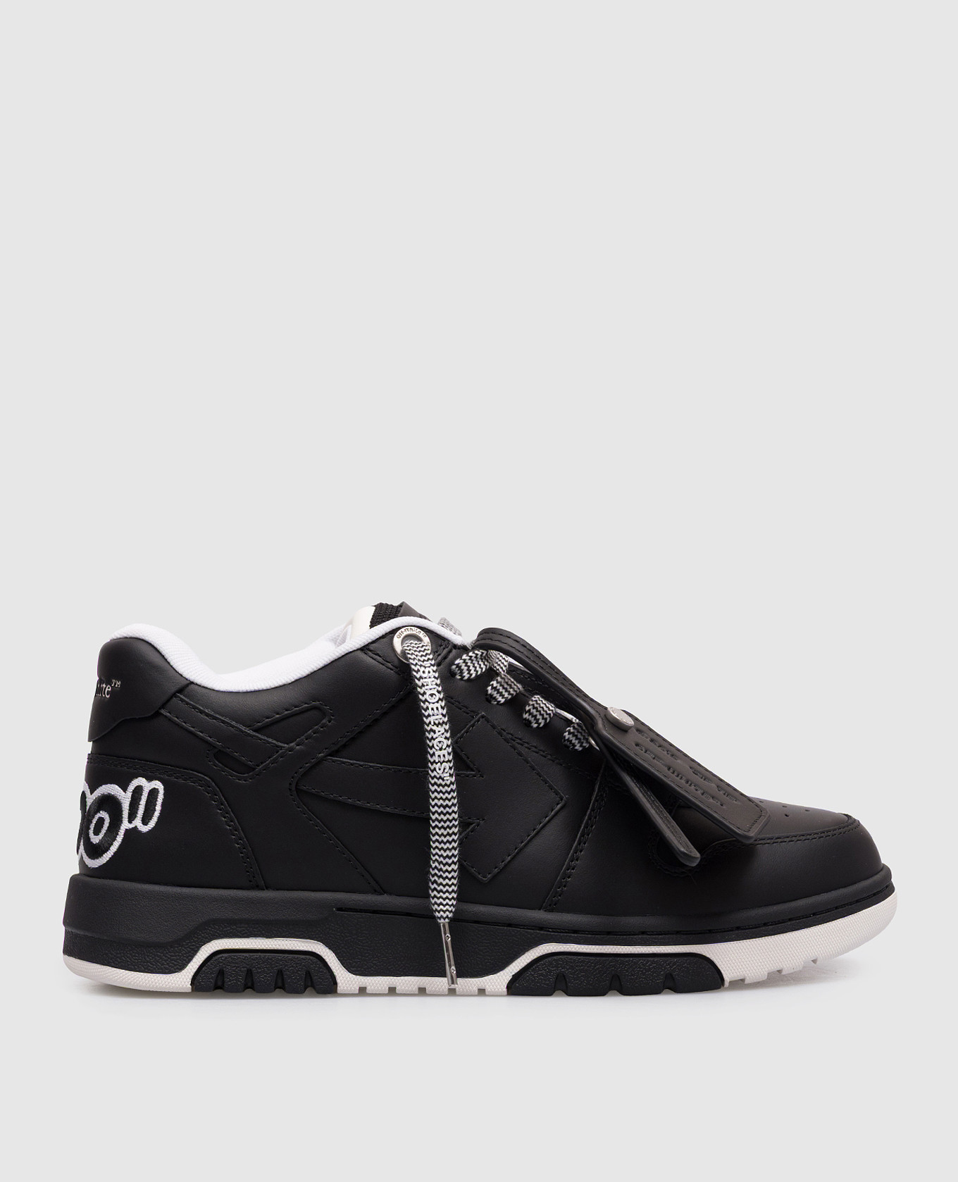 Out Of Office black leather sneakers with logo