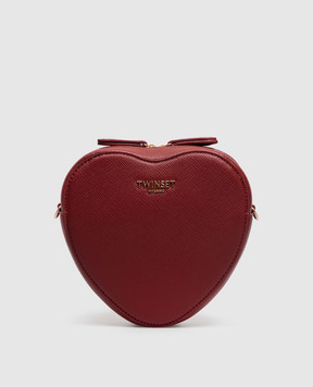 Twinset Burgundy cross-body bag with textured logo 262TL8042
