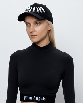 Palm Angels Black cap with logo print PAMLB001FB008w