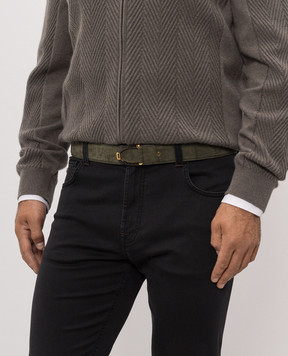 Stefano Ricci Khaki crocodile leather belt N381CNC586U4