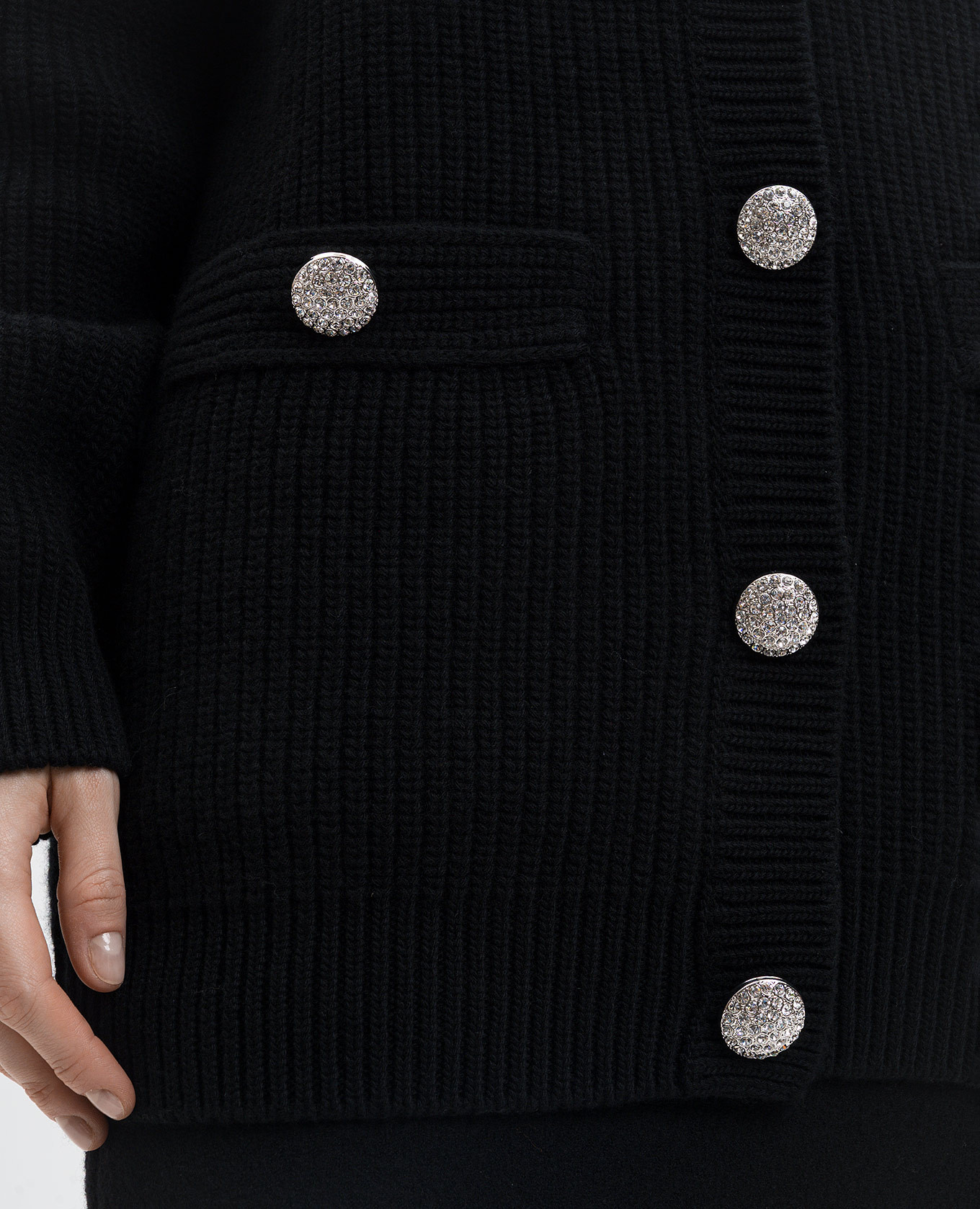 Black wool cardigan with crystals Dolce&Gabbana 5