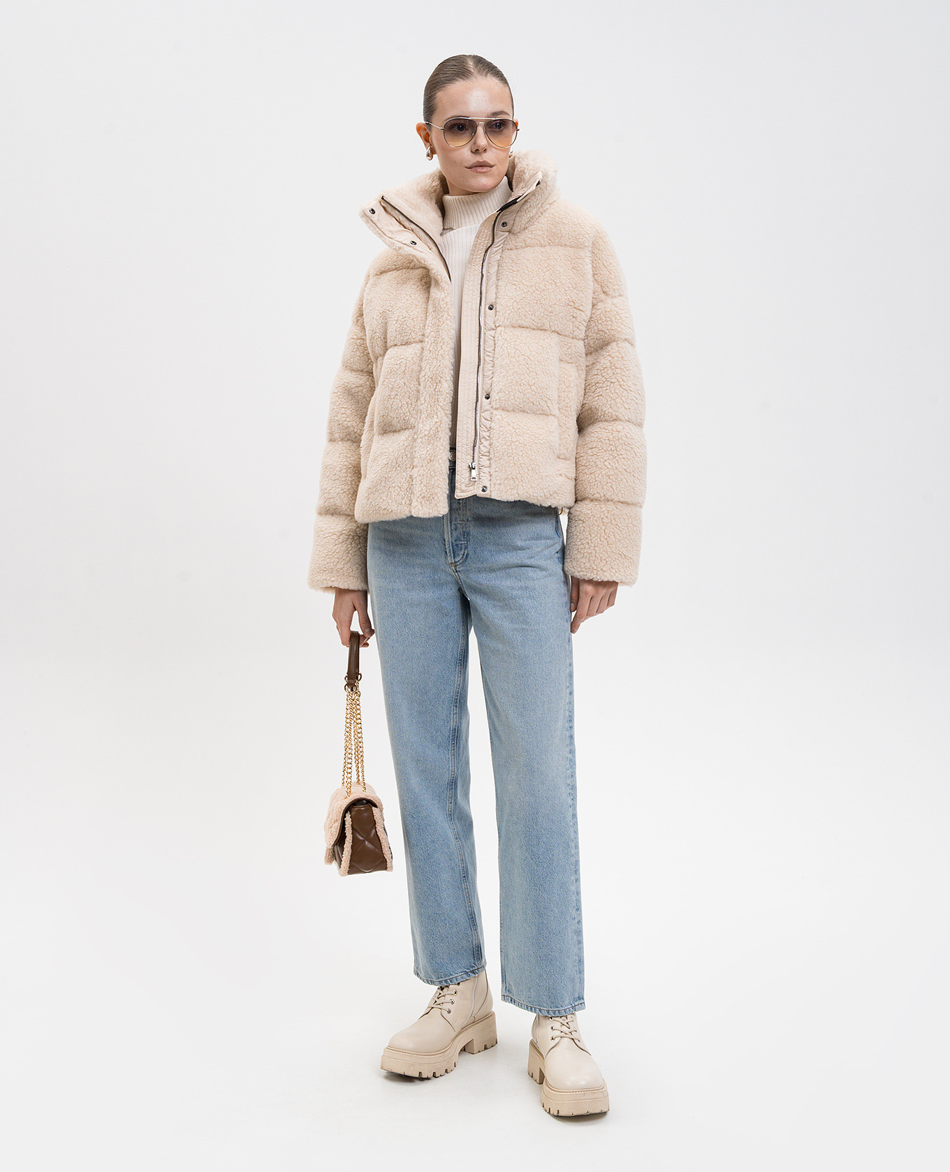 

Beige down jacket ALFREDO with wool Max Mara Weekend