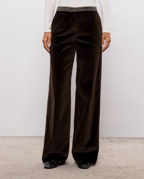 Peserico Dark brown velvet pants P04528A3401