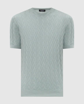 Stefano Ricci Green T-shirt with patterned silk K818106G10F26172